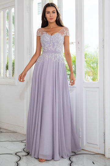 Chiffon gris Robe mère de la mariée avec perles